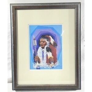 Blackbear Bosin 1978 Native American Art Print – Framed Wichita Artist